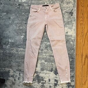 JBrand Capri Mid Rise Vince Destruct Skinny Jeans, SZ 25, Mauve Pink